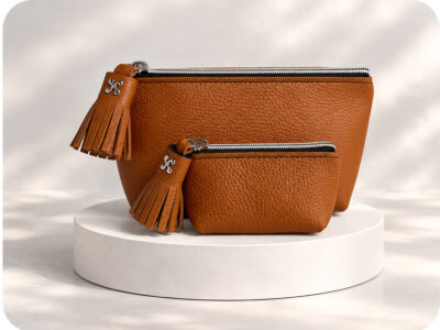 Offre Duo Grande Trousse et Porte-Monnaie Cognac